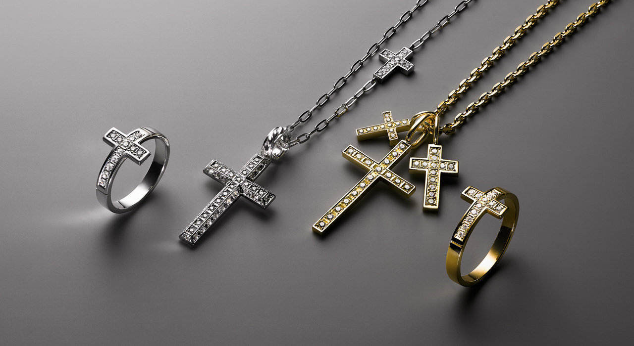 ダイヤモンド004ctSJX 750 DIAMOND CROSS CHARM K18 チェンセット