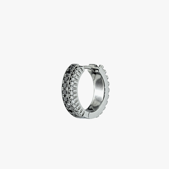 DIAMOND＆BLACK DIAMOND HOOP PIERCED EARRING, , small