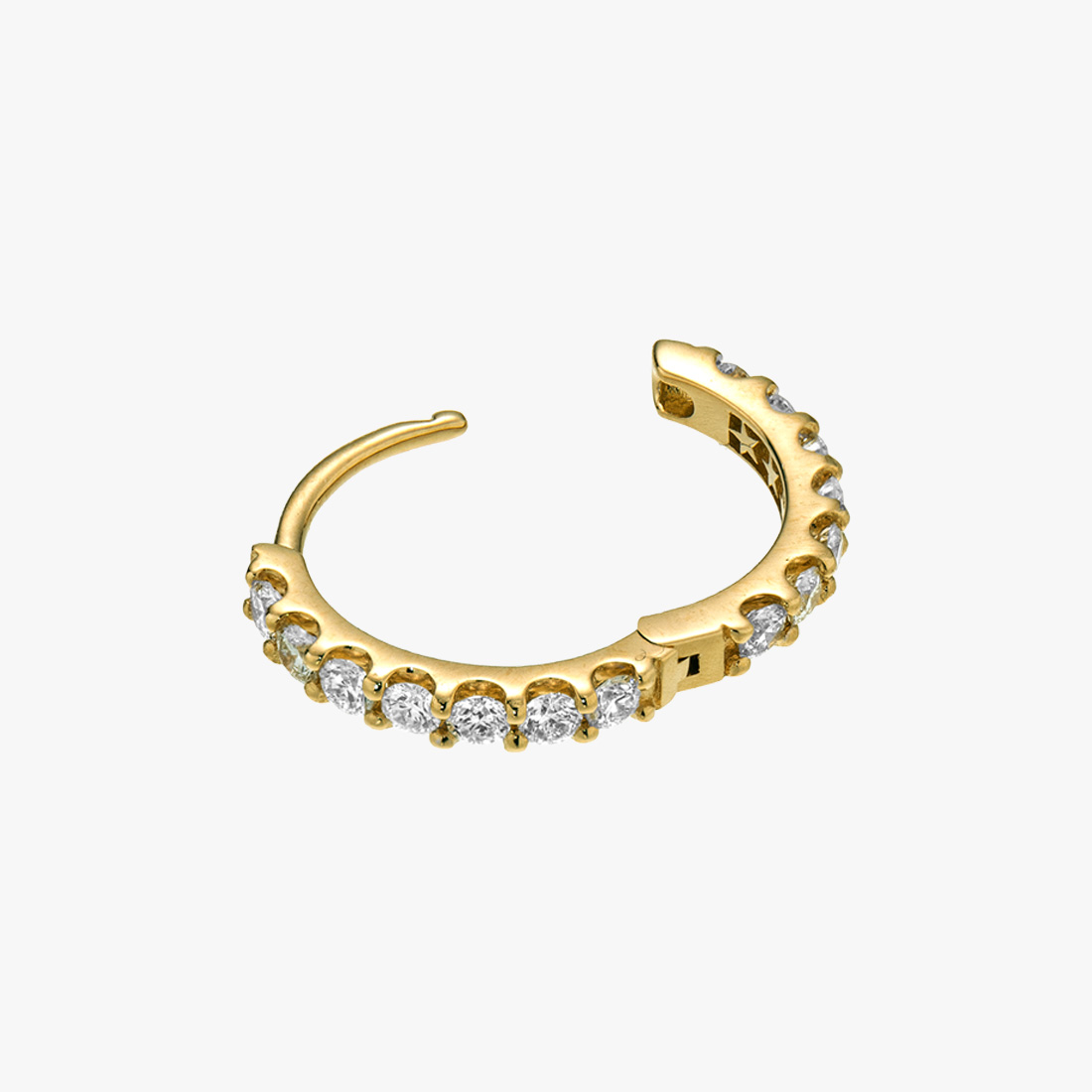 DIAMOND CLICK HOOP PIERCED EARRING, , large
