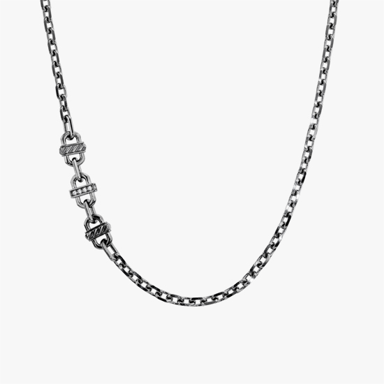 SILVER DIAMOND DESIGN NECKLACE, , small