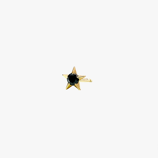 【SJX W】BLACK DIAMOND STAR STUD PIERCED EARRING, , small