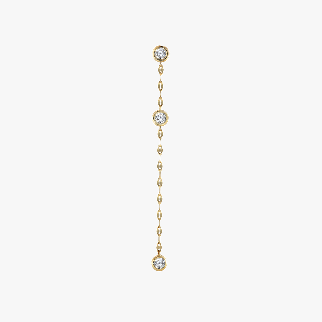 SJX W】LAB-GROWN DIAMOND (SYNTHETIC DIAMOND) CHAIN PIERCED EARRING 