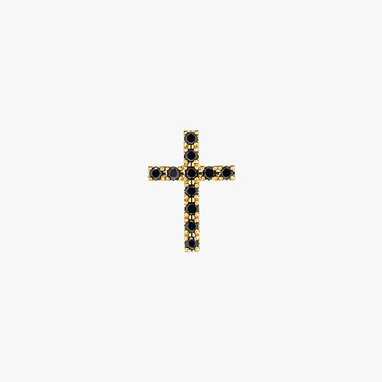 BLACK DIAMOND CROSS PIERCED EARRING, , small
