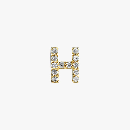 【SJX W】DIAMOND INITIAL PIERCED EARRING  (H), , small