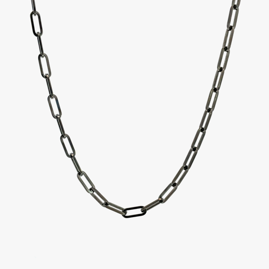 SILVER DESIGN CHAIN(Black Rhodium) 50cm, , small