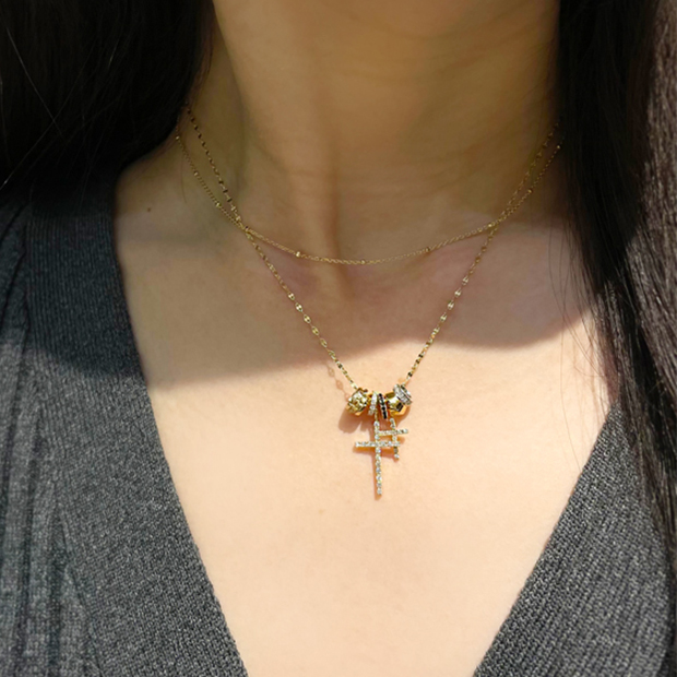 【SJX W】DIAMOND CROSS CHARM(L), , large