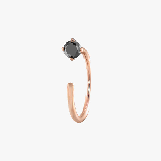 【SJX W】BLACK DIAMOND MINI HOOP PIERCED EARRING, , small