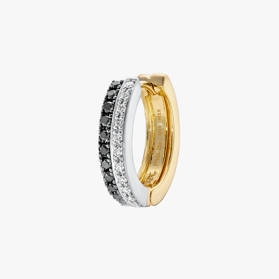 DIAMOND＆BLACK DIAMOND HOOP PIERCED EARRING, , small