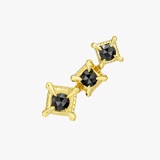 ROSE CUT BLACK DIAMOND PIERCED EARRING, , small