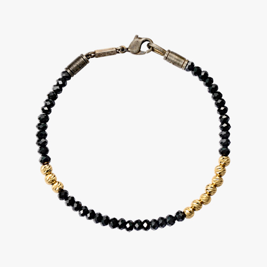 BLACK & GOLD GLITTER BRACELET, , small