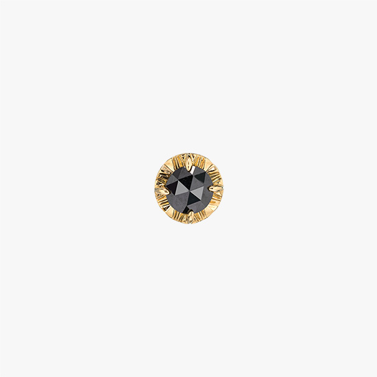 ROSE CUT BLACK DIAMOND PIERCED EARRING (L), , small