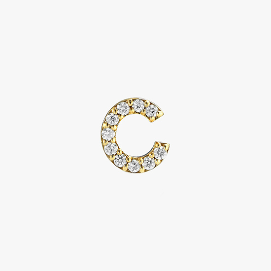 【SJX W】DIAMOND INITIAL PIERCED EARRING  (C), , small