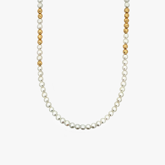 PEARL GLITTER NECKLACE 43cm, , small