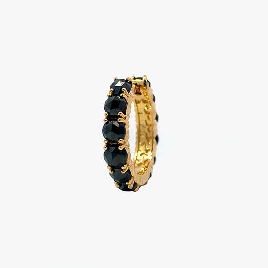 BLACK DIAMOND HOOP PIERCED EARRING(Full), , small