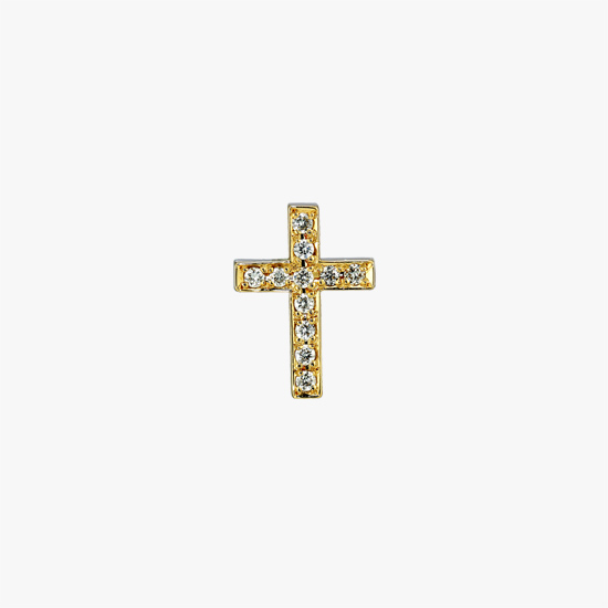 DIAMOND CROSS PIERCED EARRING, , small