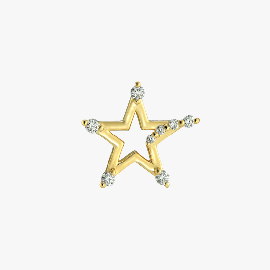 【SJX W】DIAMOND STAR PIERCED EARRING, , small