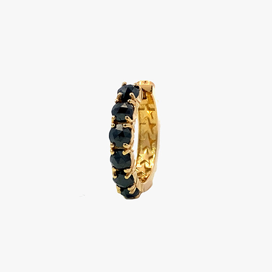 BLACK DIAMOND HOOP PIERCED EARRING(Half), , small