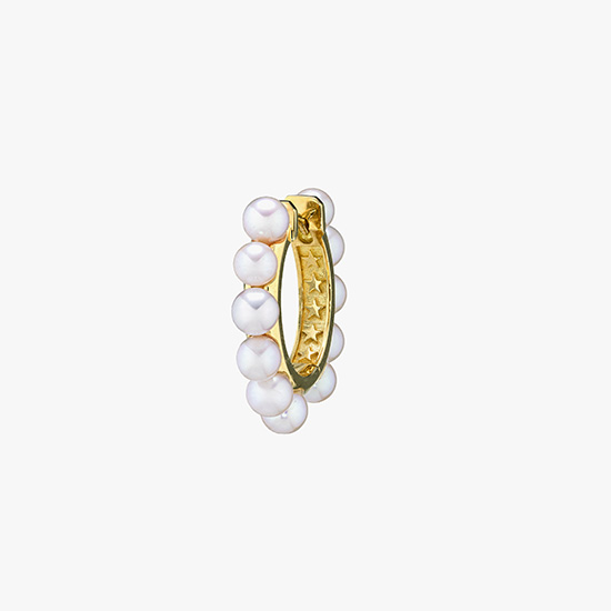 PEARL CLICK HOOP PIERCED EARRING, , small