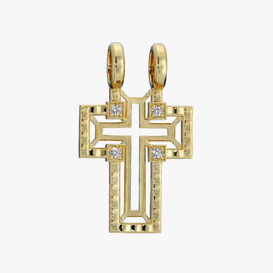 DIAMOND CROSS FRAME CHARM, , small