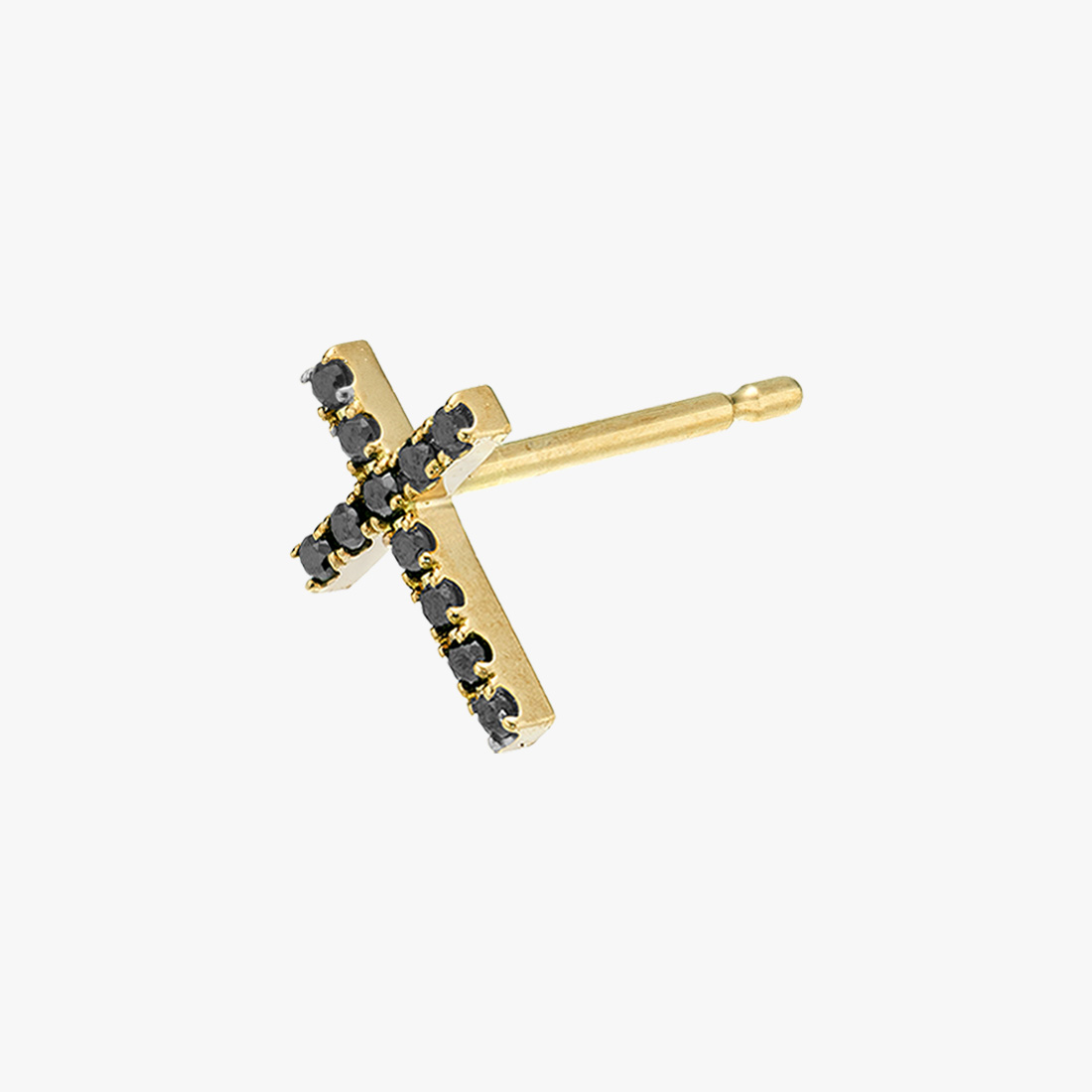 BLACK DIAMOND CROSS PIERCED EARRING, , large