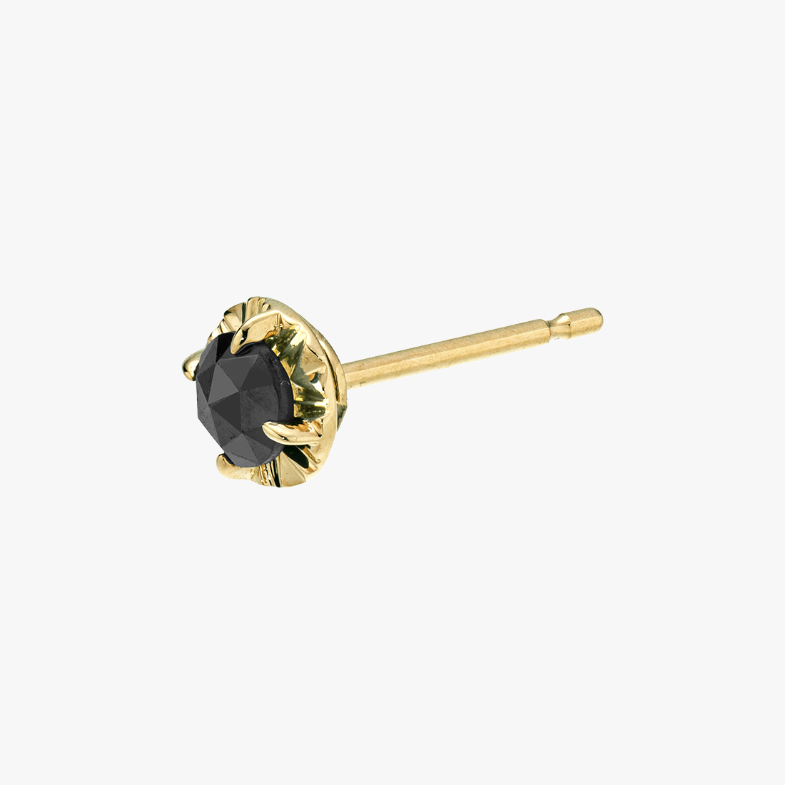 ROSE CUT BLACK DIAMOND PIERCED EARRING (L), , large