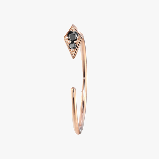 【SJX W】BLACK DIAMOND MINI HOOP PIERCED EARRING, , small