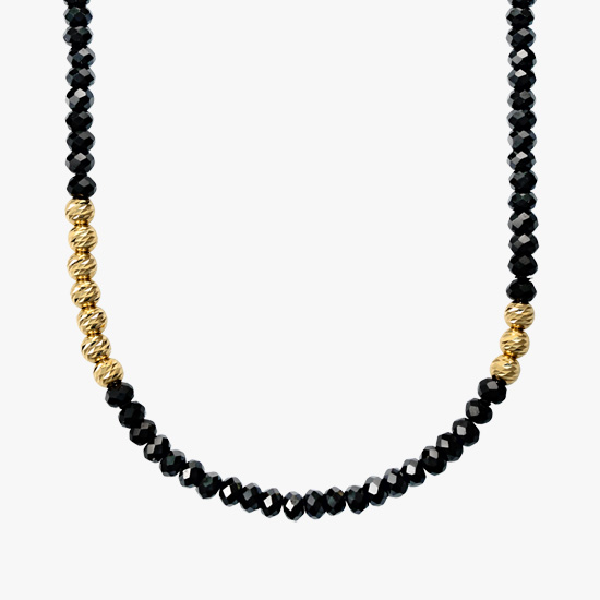 BLACK & GOLD GLITTER NECKLACE, , small