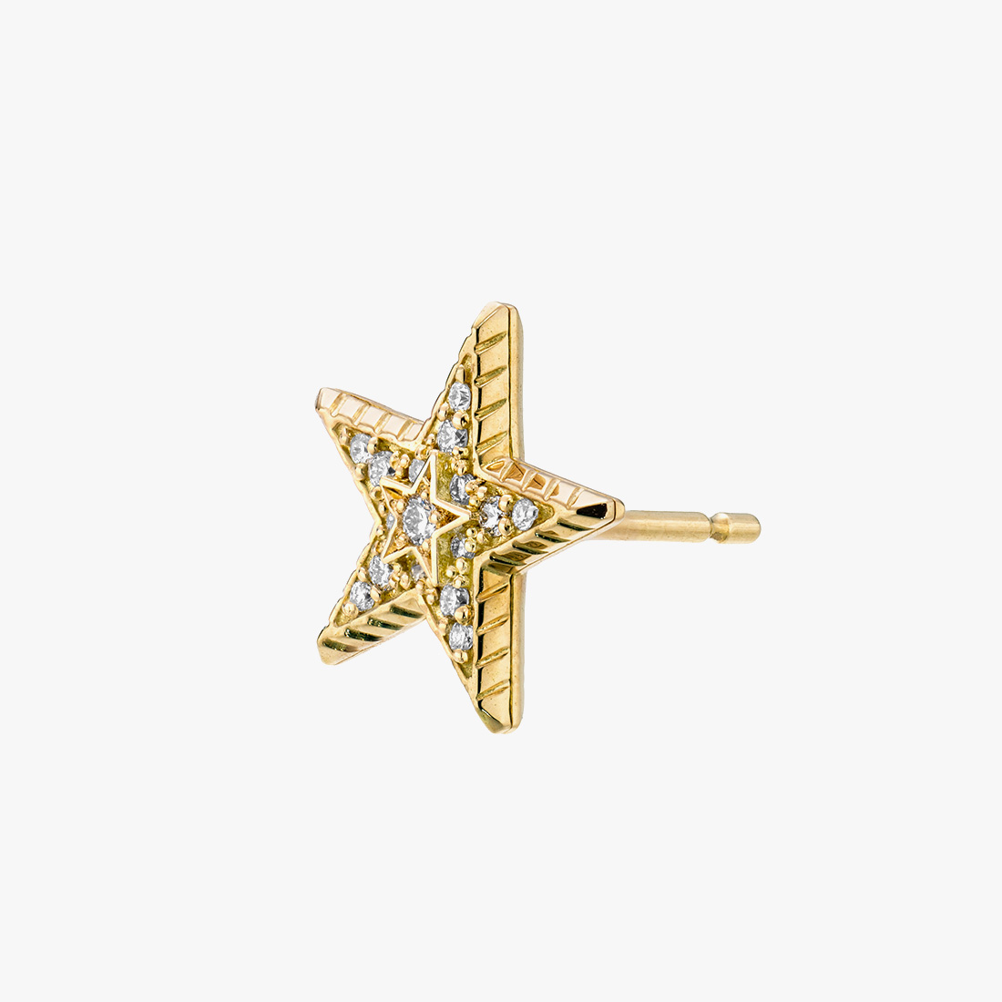 DIAMOND STAR PIERCED EARRING (L), , large
