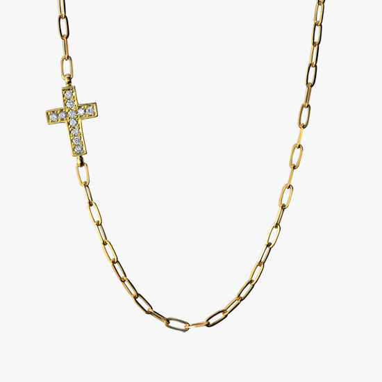 DIAMOND CROSS CHAIN, , small