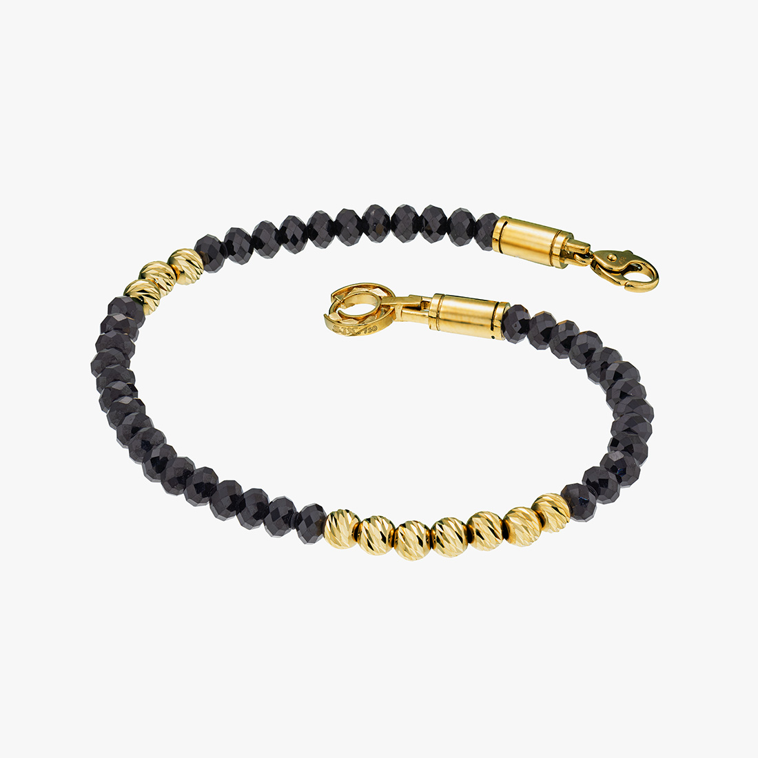 BLACK & GOLD GLITTER BRACELET 19cm, , large