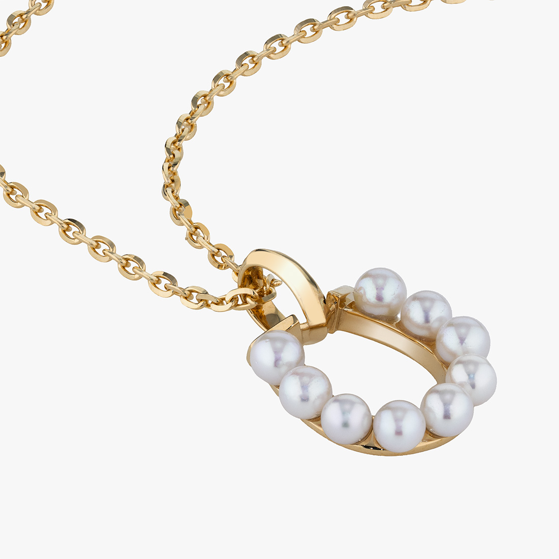 PEARL HORSESHOE CHARM, , large