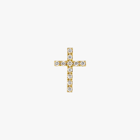 DIAMOND CROSS PIERCED EARRING, , small