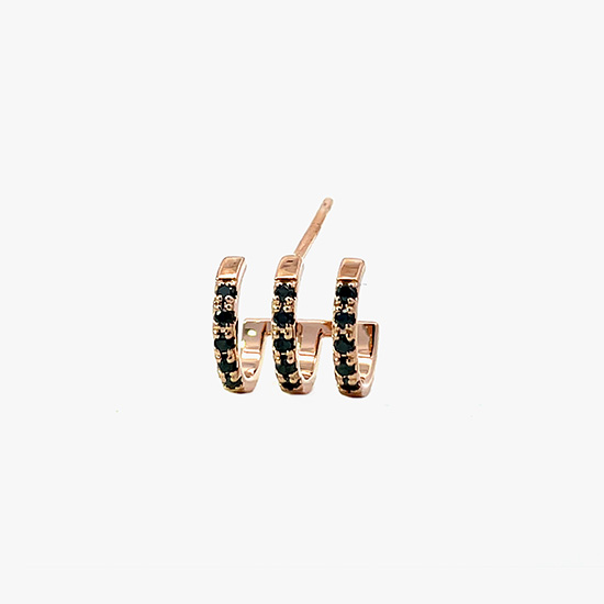 【SJX W】BLACK DIAMOND MINI HOOP PIERCED EARRING, , small