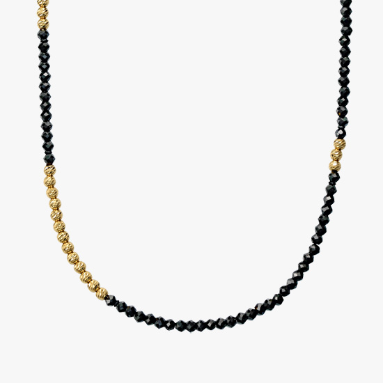 BLACK & GOLD GLITTER NECKLACE, , small