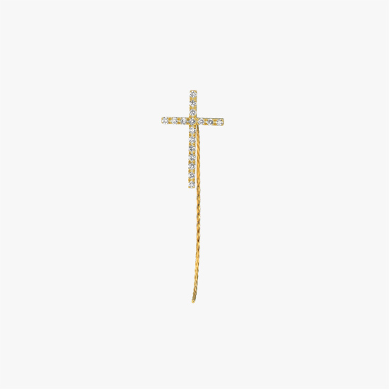 【SJX W】DIAMOND CROSS PIERCED EARRING(L), , small