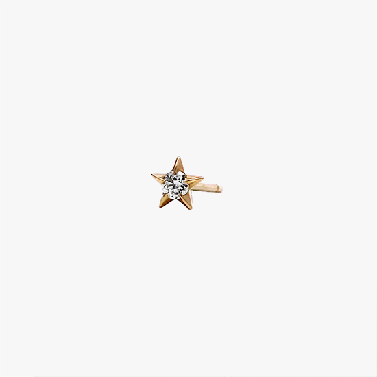 【SJX W】DIAMOND STAR STUD PIERCED EARRING, , small