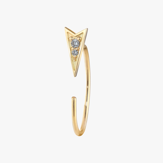 【SJX W】DIAMOND ARROW MINI HOOP PIERCED EARRING, , small