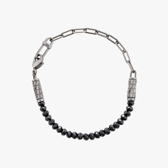 BLACK SPINEL&CHAIN BRACELET, , small