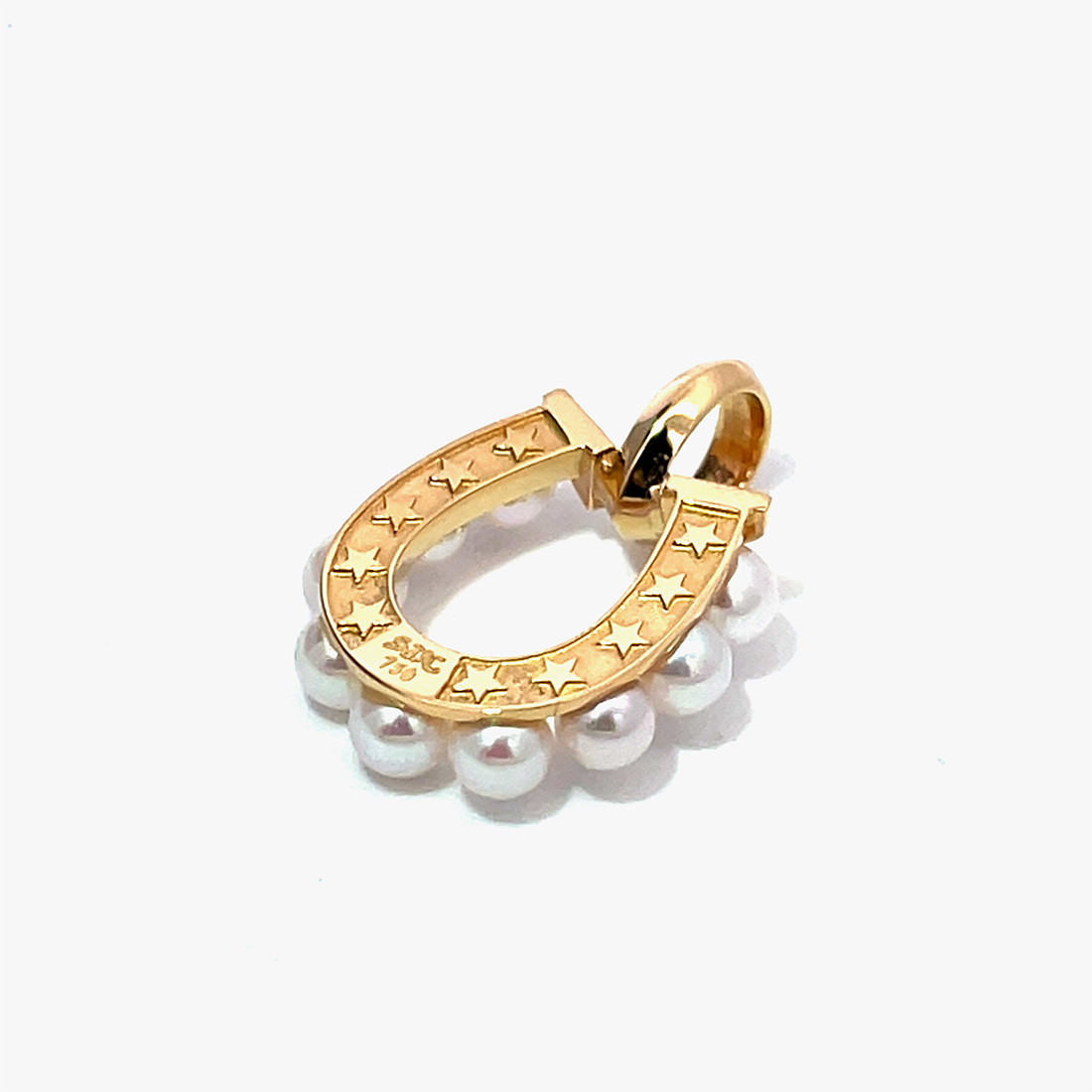 PEARL HORSESHOE CHARM, , large