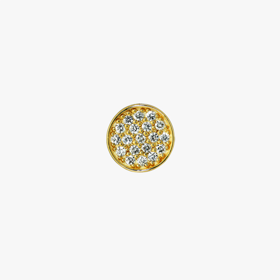 DIAMOND ROUND PAVE PIERCED EARRING, , small